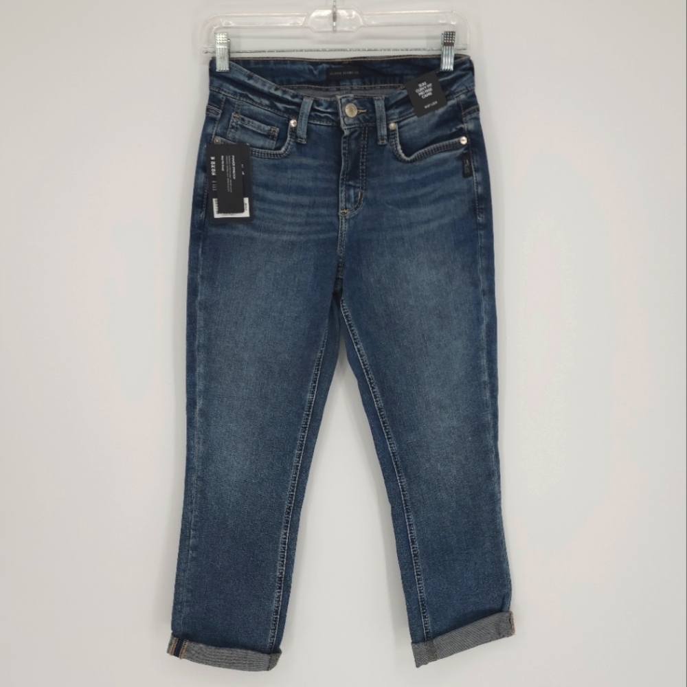 Silver NWT Suki Curvy Fit Mid Rise Capri Jean Indigo W27 L23.5